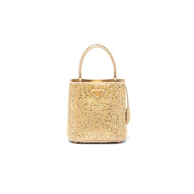 PRADA PANIER SATIN BAG WITH CRYSTALS 1BA373 (16*15*9.5cm) 